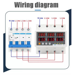 CAFF Relay Protector 3-Phase 4-Wire 63A VA Monitor 380V (L-L) Display
